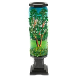 Ваза &quot;Летний пейзаж&quot;  из черного змеевика 8х8х29 см — 