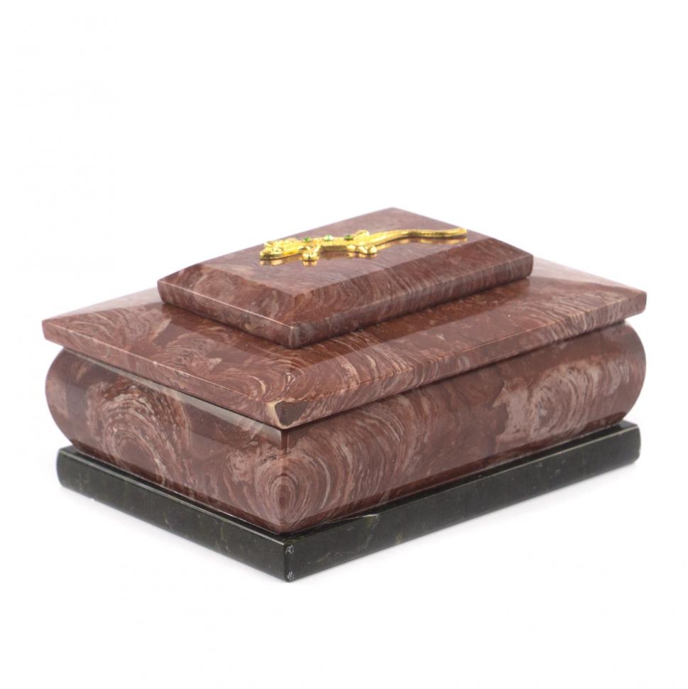 Шкатулка для украшений из камня лемезит 12х9х6 см фото 1 — 