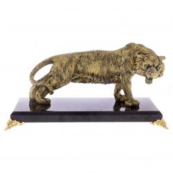 Статуэтка &quot;Рычащий тигр&quot; на подставке из камня — 