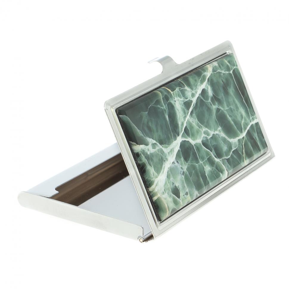 Карманная визитница из камня офит цвет серебро фото 1 — 