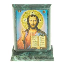Икона &quot;Спаситель&quot; змеевик 8х4х9,5 см — 