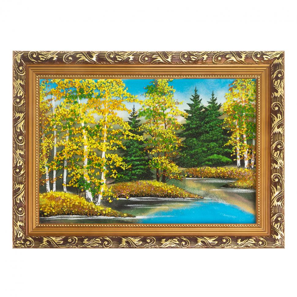 Картина "Осенний пейзаж" багет 41х31 см, каменная крошка фото 1 — 