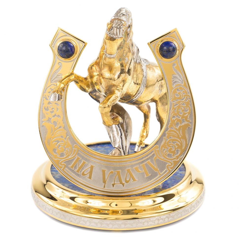 Сувенир "Подкова на удачу" лазурит фото 1 — 