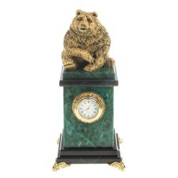 Настольные часы &quot;Медведь сидит&quot; змеевик — 