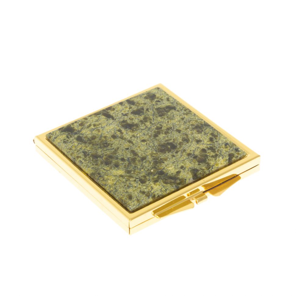 Зеркальце квадратное из змеевика цвет золото фото 1 — 