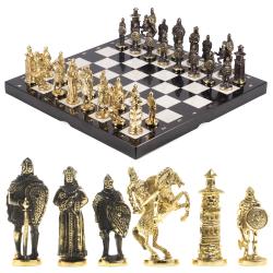 Шахматы подарочные &quot;Богатыри&quot; мрамор змеевик 40х40 см — 