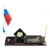 Письменный набор "Куб с картой РФ" камень черный обсидиан фото 1 — 