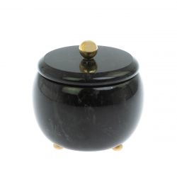 Шкатулка круглая &quot;Жемчужина&quot; из черного змеевика 7,5х7,5х6,5 см — 