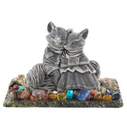 Сувенир &quot;Пара лис на бревне&quot; из мрамолита — 