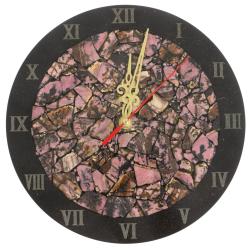 Настенные часы &quot;Мозаика&quot; из родонита и долерита 24х3,5х24 см — 