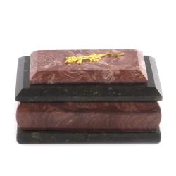 Шкатулка из камня лемезит с ящеркой 12х7,5х6 см — 