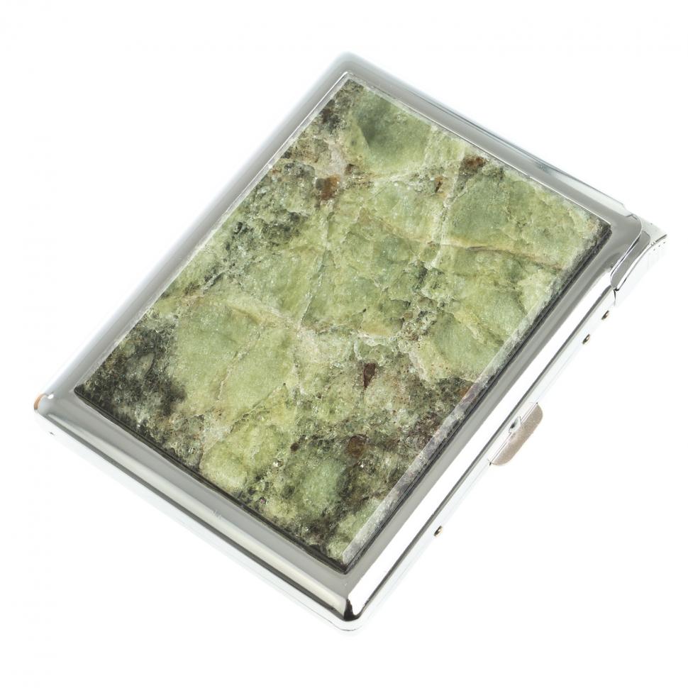 Портсигар на 10 сигарет с зажигалкой камень желтый апатит фото 1 — 