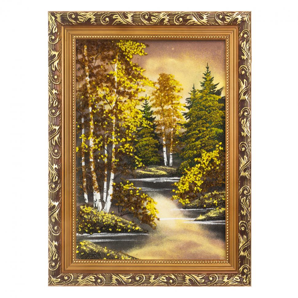 Картина "Осенняя ночь" багет 41х31 см, каменная крошка фото 1 — 
