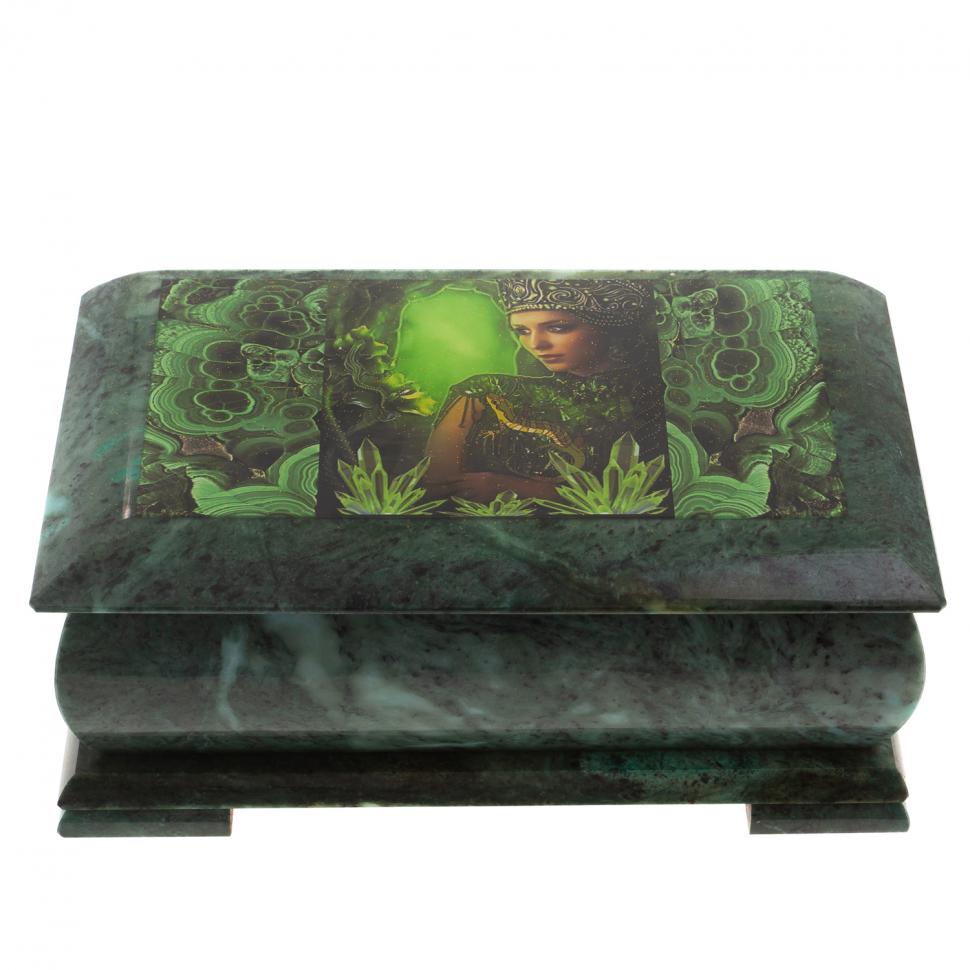 Шкатулка "Хозяйка медной горы" змеевик 25х13,5х11 см фото 1 — 