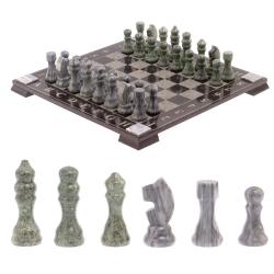 Шахматы с гравировкой &quot;Турнирные&quot; доска 36х36 см серый мрамор, змеевик — 