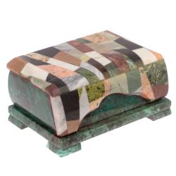 Каменная шкатулка с мозайкой 17х11х7,5 см — 