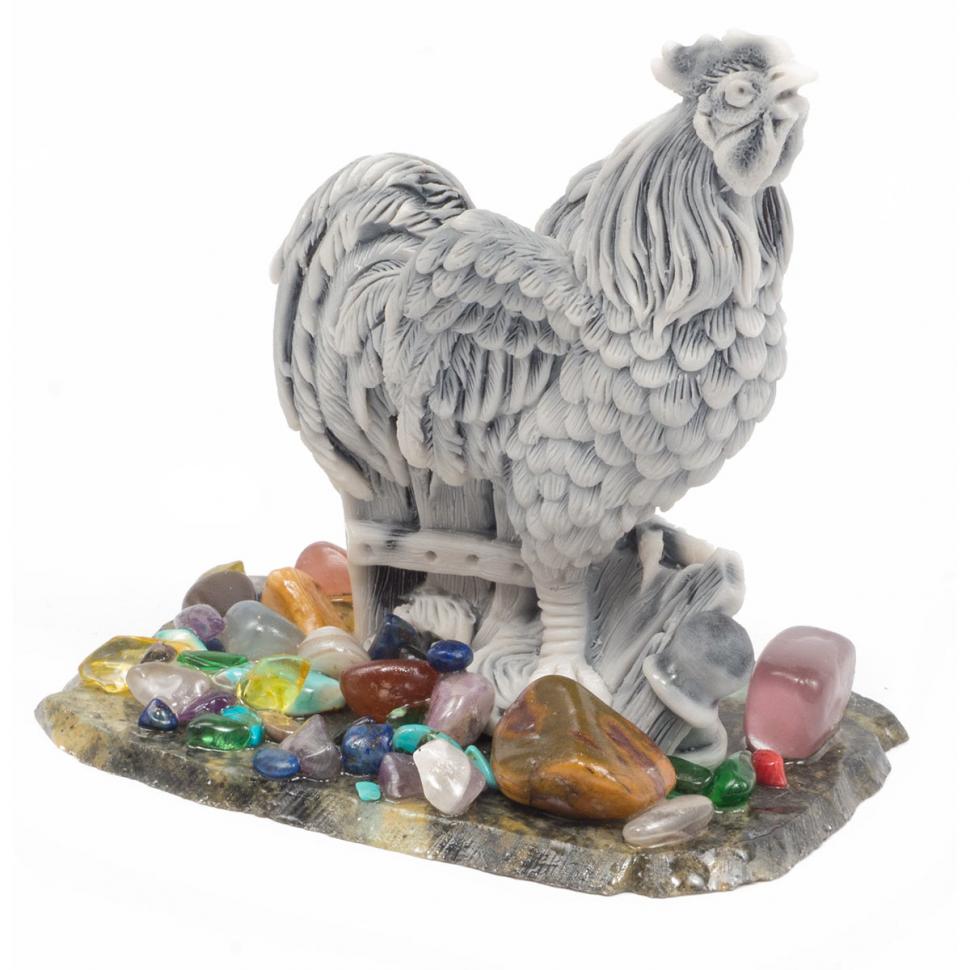 Сувенир "Петух на заборе" из мрамолита фото 1 — 