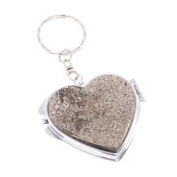 Складное зеркало брелок из камня пирит Сердце — 