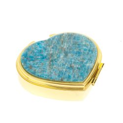 Таблетница &quot;Сердце&quot; на 3 отделения голубой апатит цвет золото — 