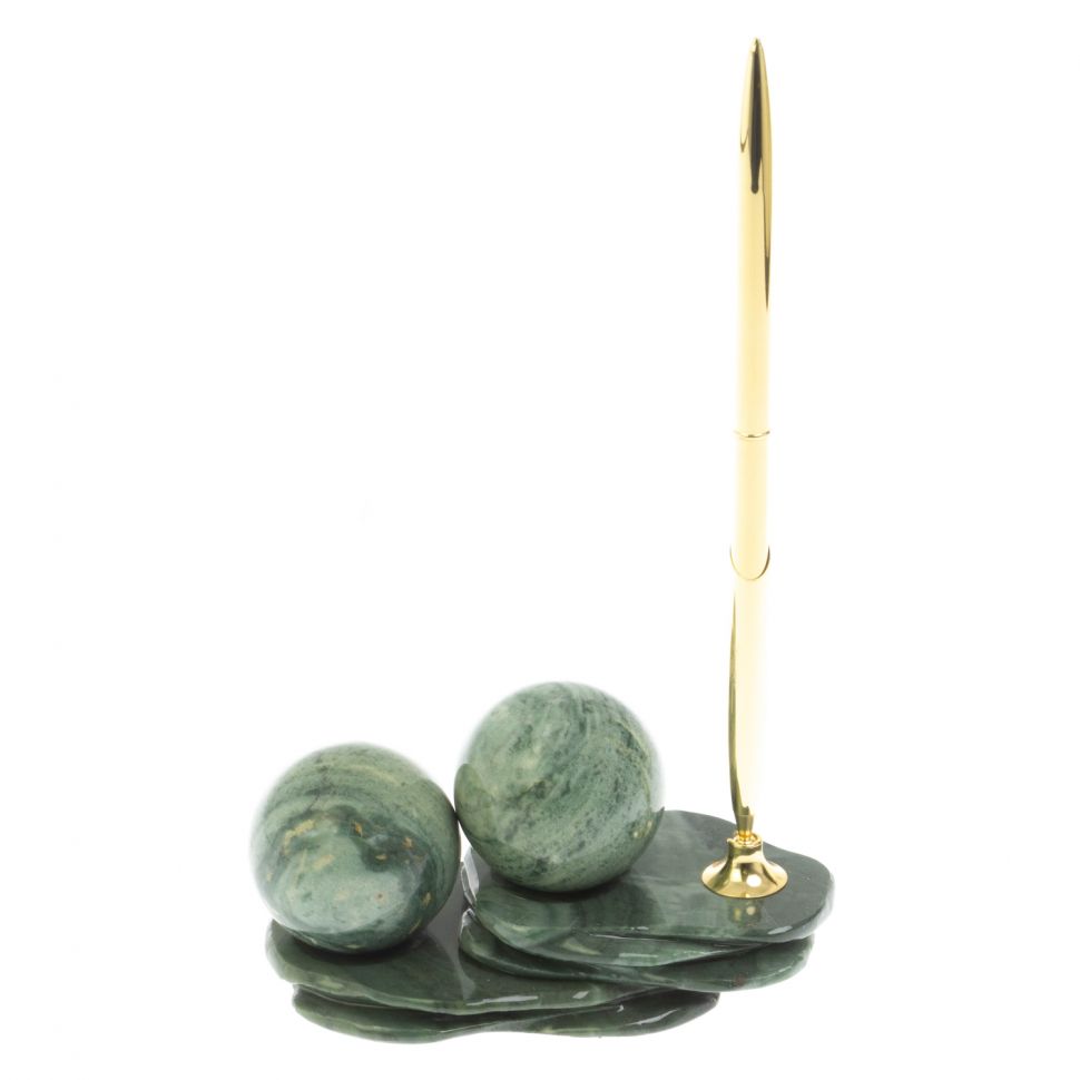 Композиция "Два шара" из офиокальцита с ручкой фото 1 — 
