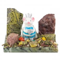 Сувенир &quot;Мышка-принц&quot; змеевик самоцветы — 