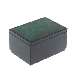 Шкатулка из малахита и долерита 10,5х7,5х5,5 см — 