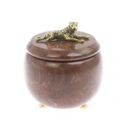 Шкатулка круглая &quot;Гепард&quot; из лемезита 8х8х8,5 см — 