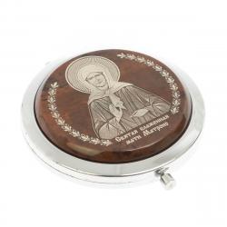 Зеркало с иконой &quot;Св. Матрона&quot; из коричневого обсидиана — 