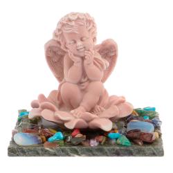 Сувенир &quot;Ангел в цветке&quot; из змеевика и мрамолита — 