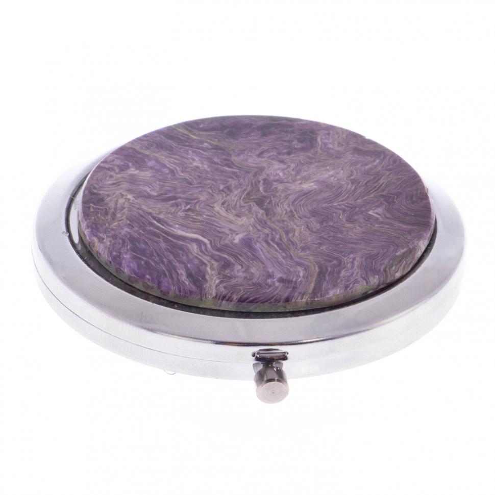 Карманное зеркальце круглое с чароитом цвет серебро фото 1 — 