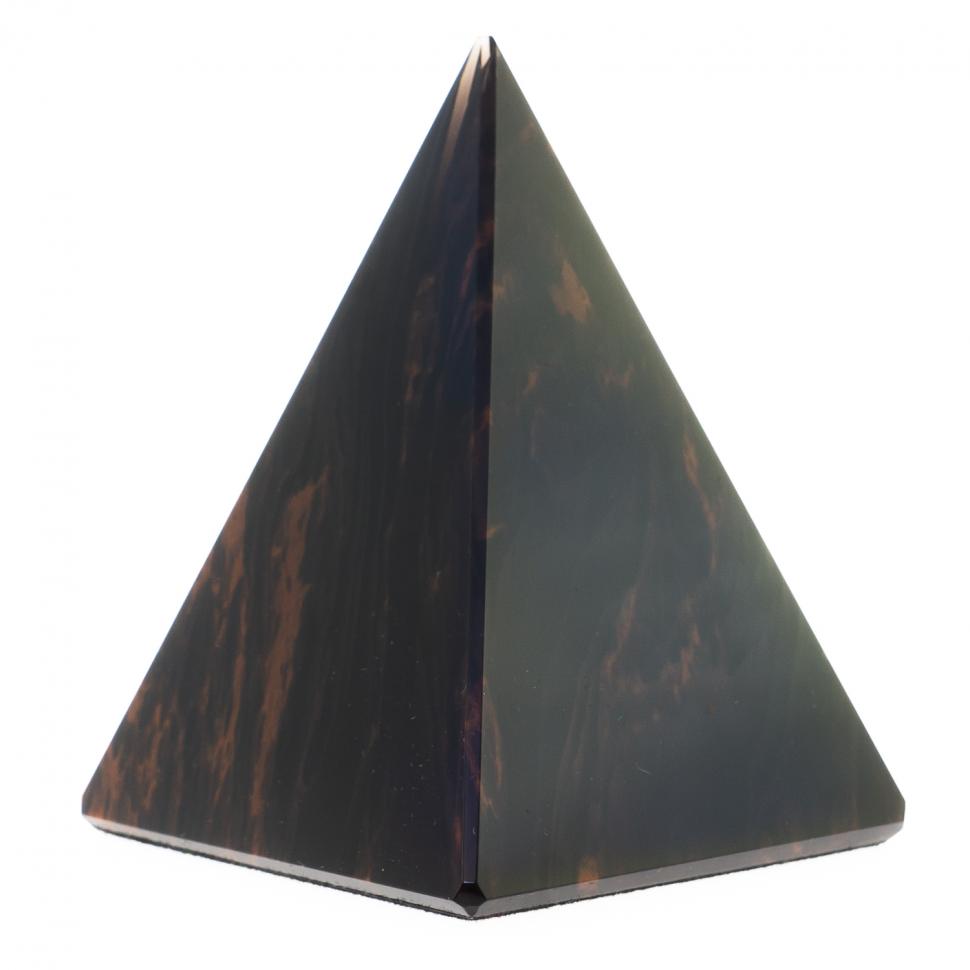 Пирамида из камня обсидиан коричневый 7х7х8,5 см фото 1 — 