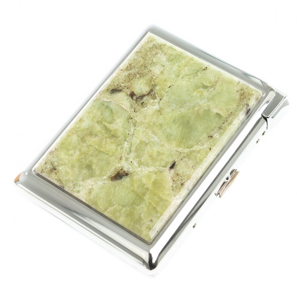 Портсигар на 20 сигарет с зажигалкой камень желтый апатит фото 1 — 