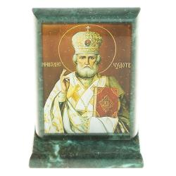 Икона &quot;Николай Чудотворец&quot; змеевик 8х4х9,5 см — 