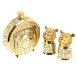 Подарочный набор &quot;Медведь&quot; фляжка и 2 стопки перевертыша Златоуст — 