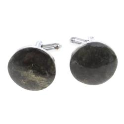 Запонки камень актиновит круглые — 