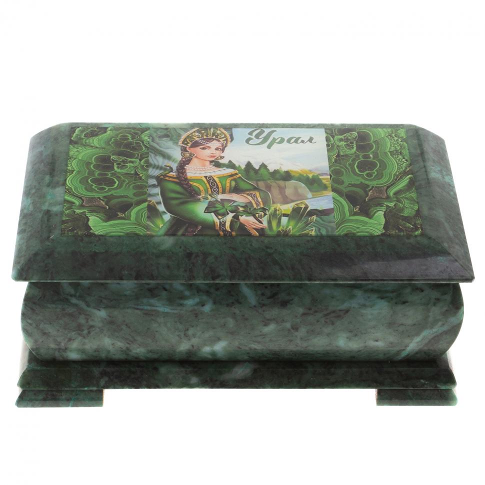 Шкатулка "Хозяйка медной горы - Урал" змеевик 25х13,5х11 см фото 1 — 