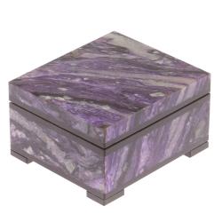 Шкатулка из камня чароит 7,5х6,5х4 см — 
