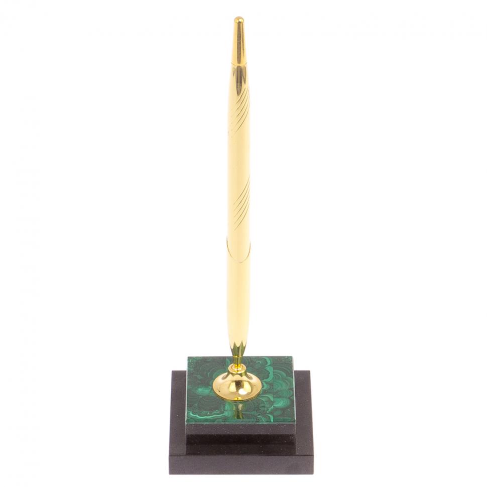 Квадратная подставка под ручку из малахита 6,5х6,5х21,5 см фото 1 — 