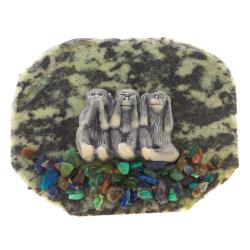 Магнит с самоцветами &quot;Обезьянки&quot; змеевик — 