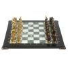 Шахматы "Деревенские" бронзовые, доска из змеевика 40х40 см фото 2 — 