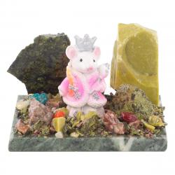 Сувенир &quot;Мышка-принцесса&quot; змеевик самоцветы — 