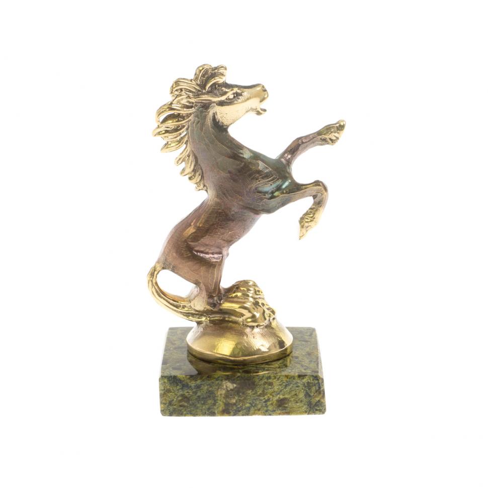 Статуэтка "Конь на дыбах" бронза змеевик фото 1 — 