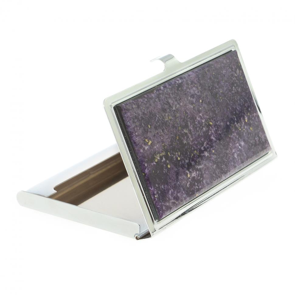 Карманная визитница из камня флюорит цвет серебро фото 1 — 