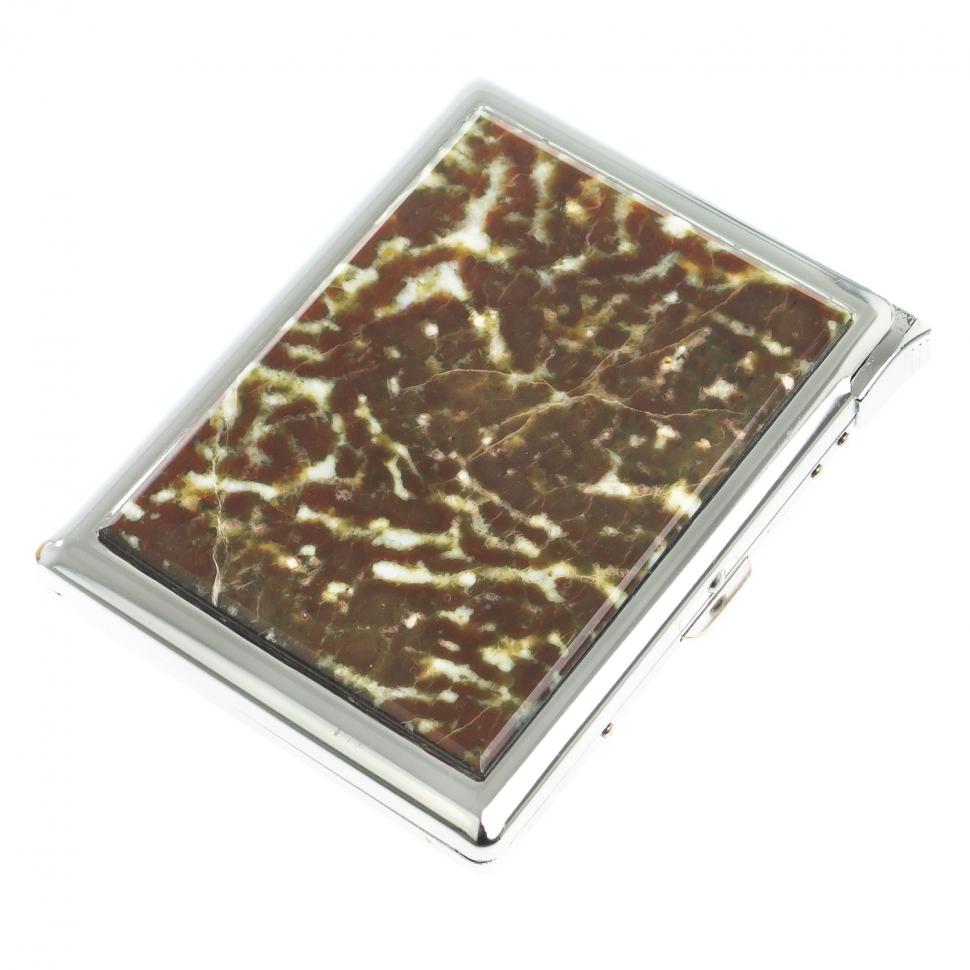 Портсигар на 10 сигарет с зажигалкой камень благородный офит фото 1 — 