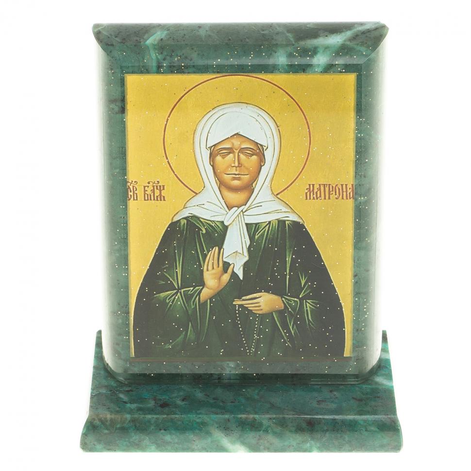 Икона "Св. Матрона Московская" змеевик 8х4х9,5 см фото 1 — 