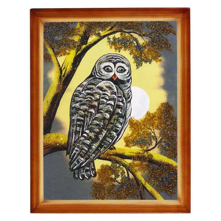Картина "Сова" багет дерево 36х46 см, каменная крошка фото 1 — 