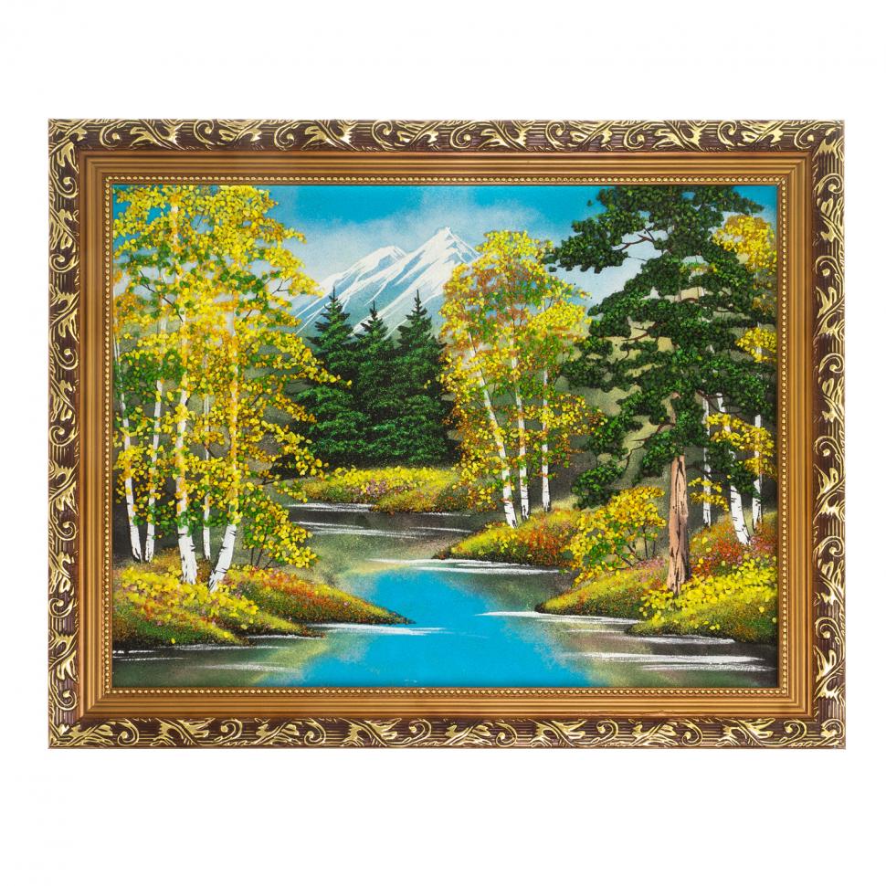 Картина "Осенний пейзаж" багет 51х41 см, каменная крошка фото 1 — 