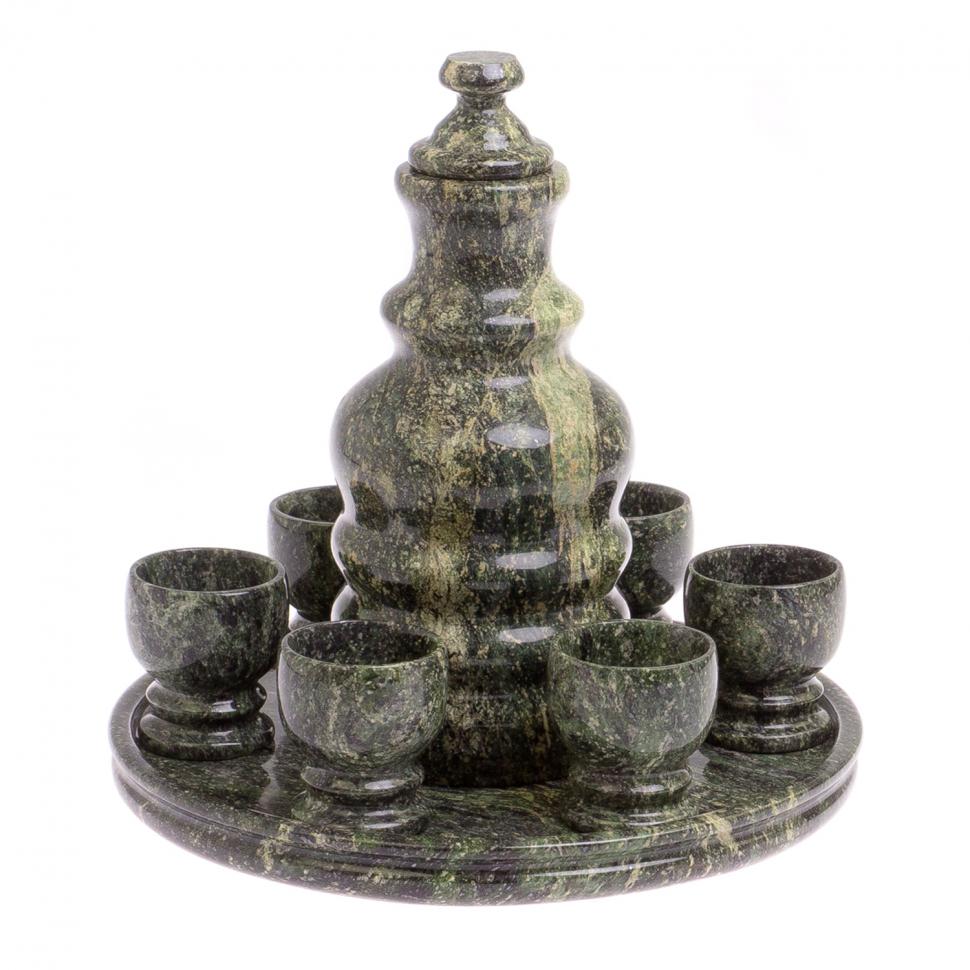 Подарочный набор "Коньячный" из камня змеевик фото 1 — 