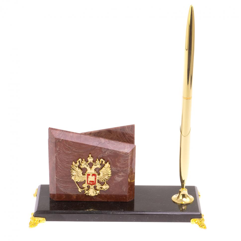 Настольная визитница "Мини 3" из лемезита на ножках фото 1 — 