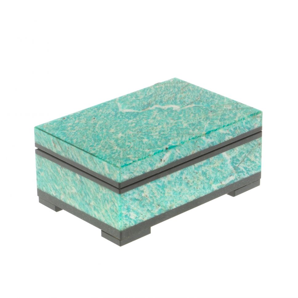 Шкатулка из камня амазонит 11х7,5х5 см фото 1 — 